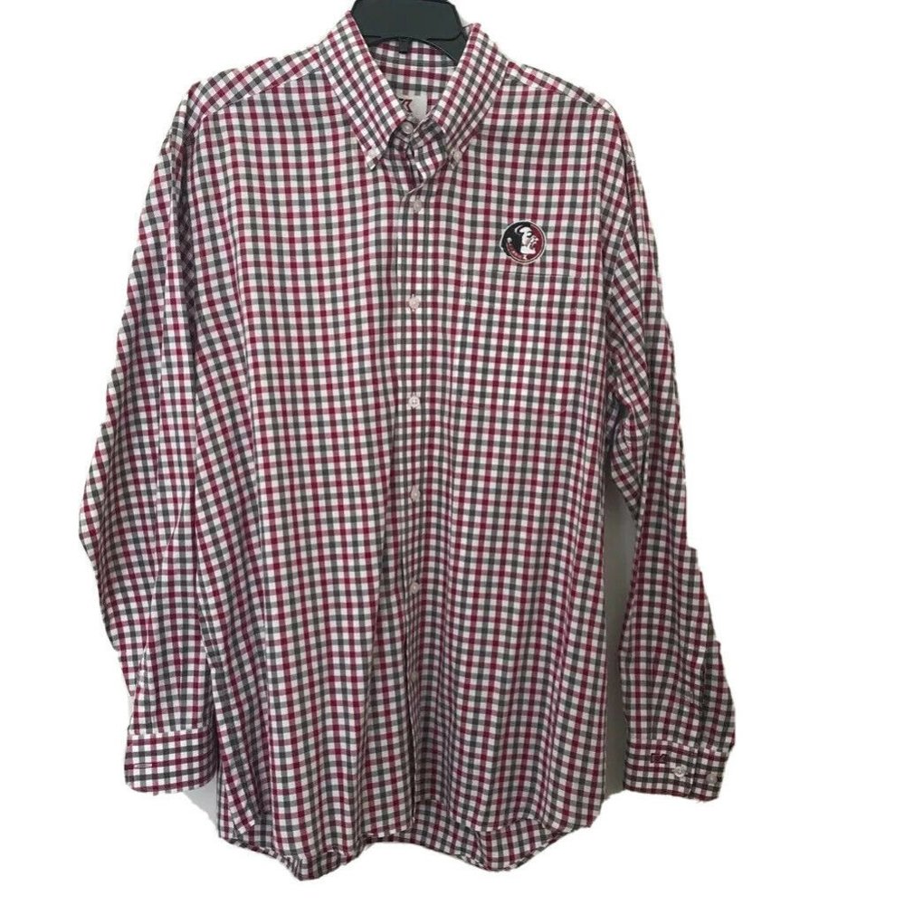 FSU Seminoles Cutter &‎ Buck Shirt Red Check L